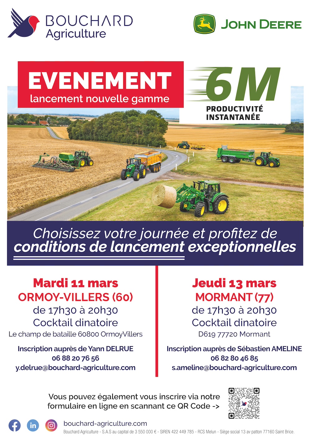 flyer journée présentation tracteur 6M john Deere bouchard agriculture